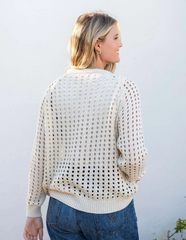 Amalfi Crochet Crewneck in Natural