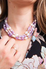Freshwater pearl and purple amethyst chp handmade necklace fresh water Freshwater pearl and purple amethyst chp handmade necklace fresh water