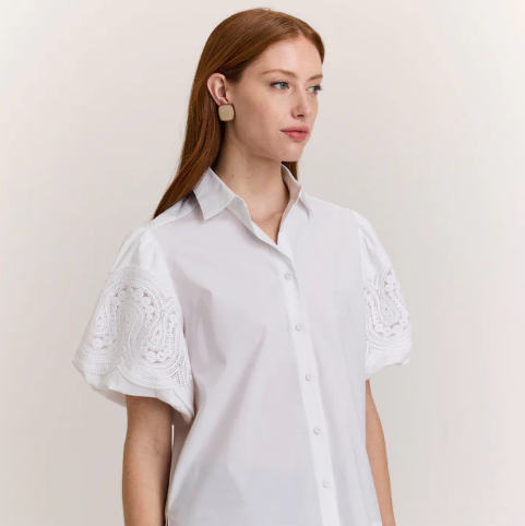 Angelina Elbow Sleeve Lace Shirt