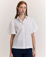 Angelina Elbow Sleeve Lace Shirt