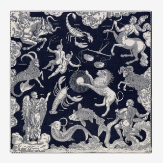 Astrology Square Scarf in Dark Blue