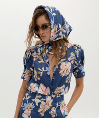 Athina Linen Shirt in Blue Poppy