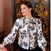 Brit Bow Blouse in Snow Tulip