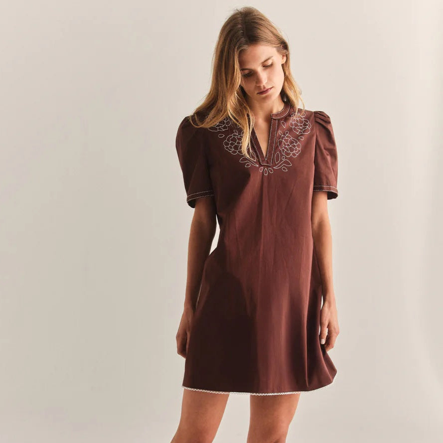 Melissa Mini Dress in Espresso