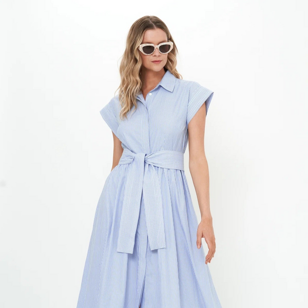 Belted Shirt Dress in Chatham