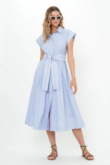 Belted Shirt Dress in Chatham