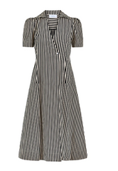 Clark Dress in Ganache Pinstripe