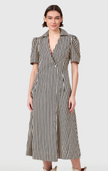 Clark Dress in Ganache Pinstripe