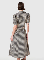 Clark Dress in Ganache Pinstripe