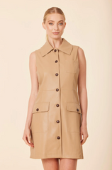 Vegan Leather Sleeveless Dress