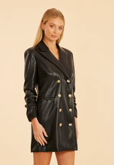 Faux Leather Blazer Dress