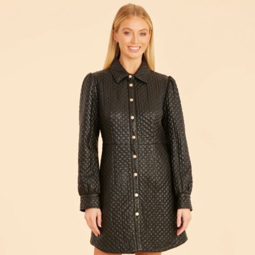 Quilted Faux Leather Tailored Dress