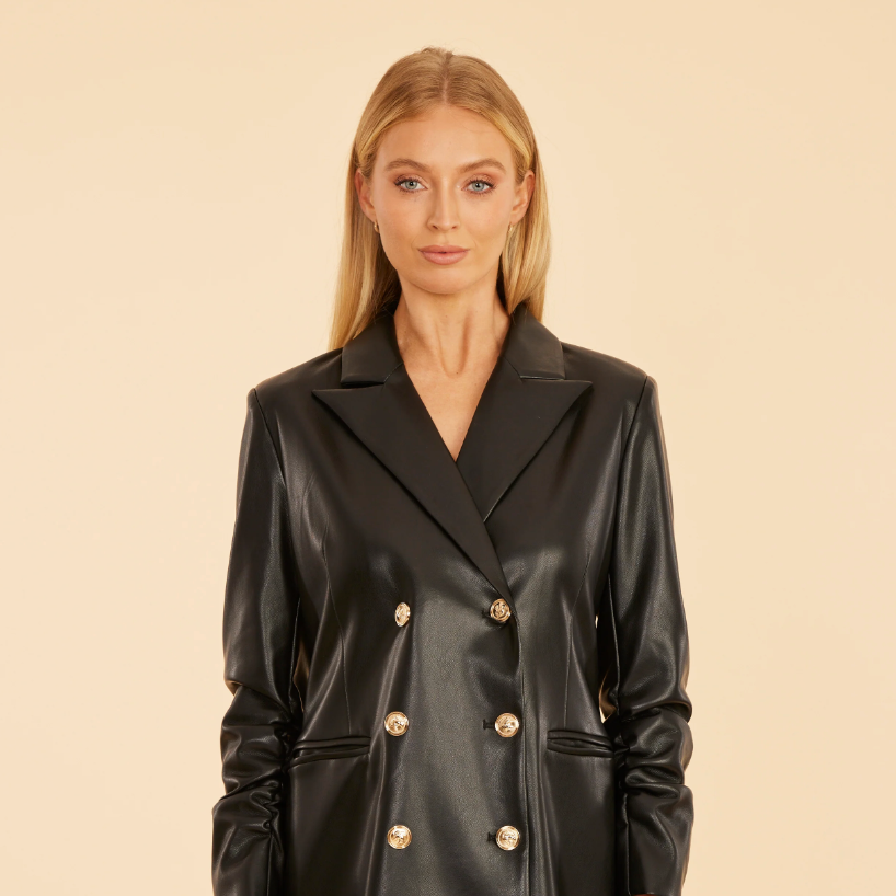 Faux leather blazer dress best sale