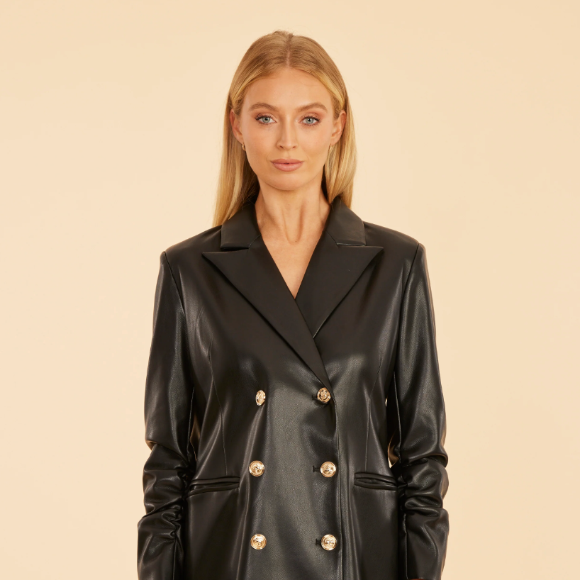 Faux leather blazer dress discount