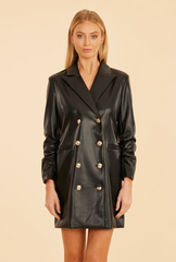 Faux Leather Blazer Dress