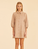 Faux Suede Puff Sleeve Shirt Dress