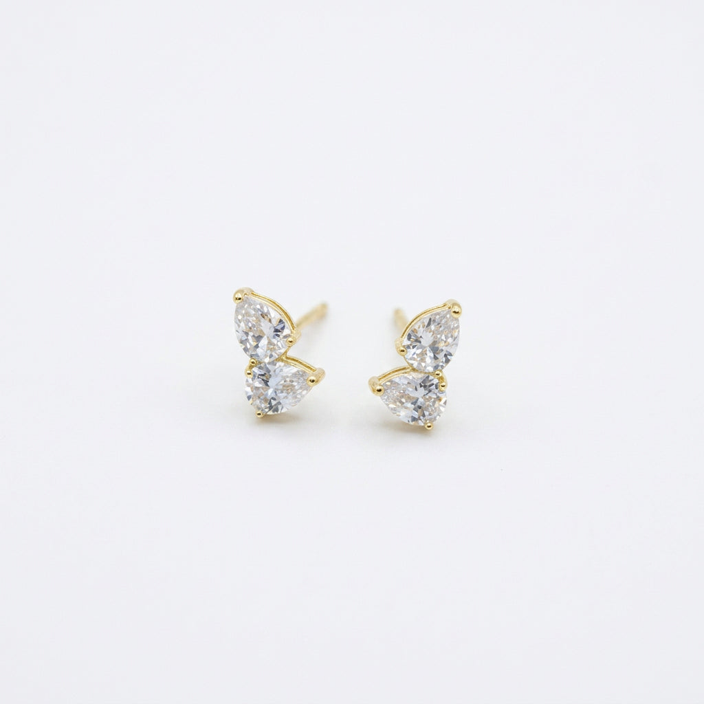 Double Pear CZ Studs