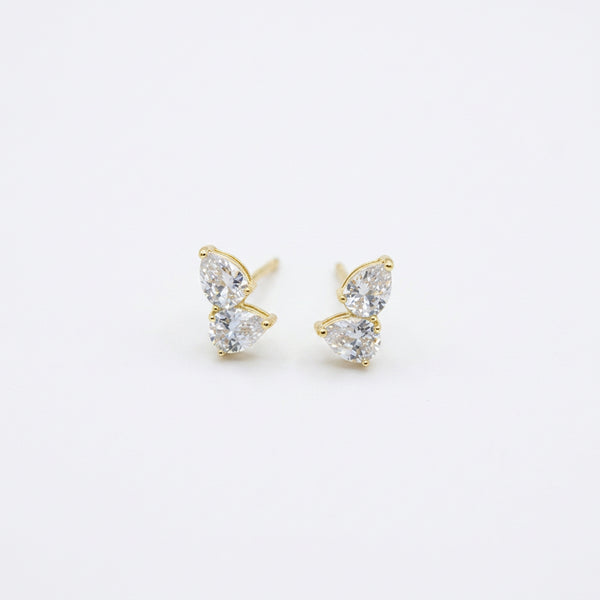Double Pear CZ Studs