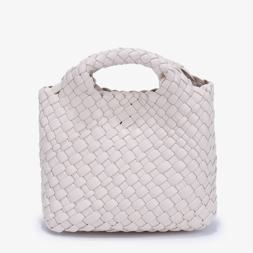 Top Handle Leather Mini Tote Bag In White