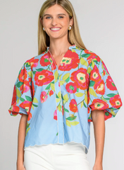 Edie Top in Poppy Patch Blueberry
