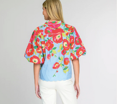 Edie Top in Poppy Patch Blueberry