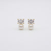 Emerald Cut CZ & Pearl Earrings