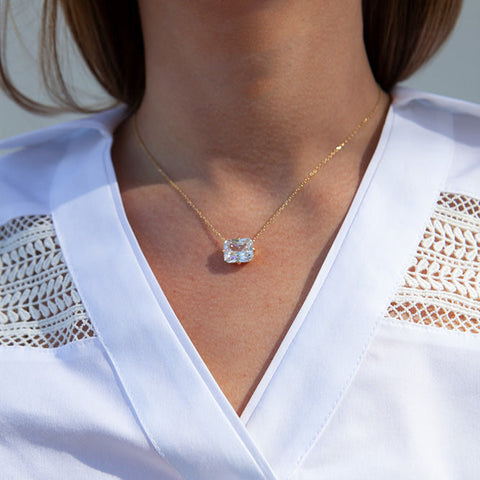 Emerald Cut Solitaire Necklace