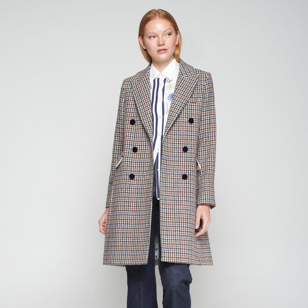 Houndstooth Wool Coat