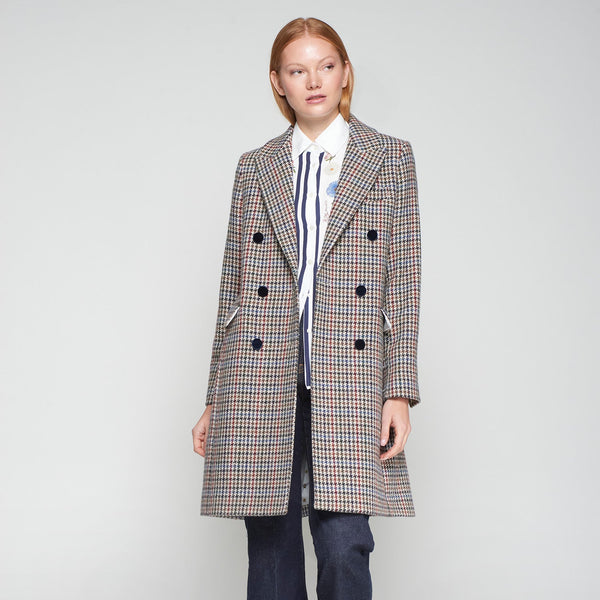 Houndstooth Wool Coat