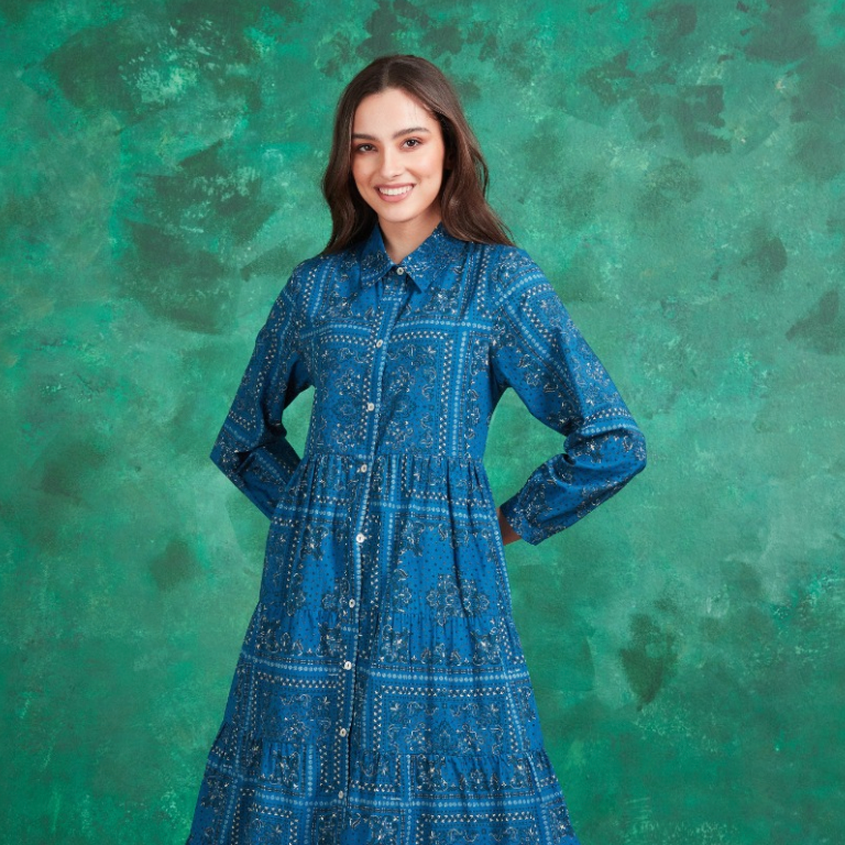 Jinette Dress in Georgina Blue