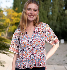 Lacy Tie Top in Arched Floral