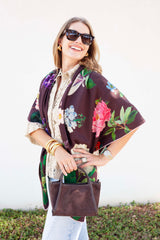 Les Fleurs Scarf in Chocolate/Ebony