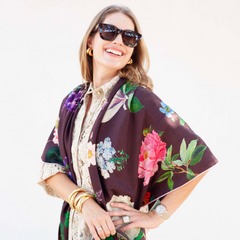 Les Fleurs Scarf in Chocolate/Ebony