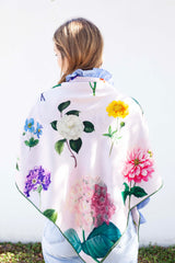 Les Fleurs Scarf in Pink/Blue