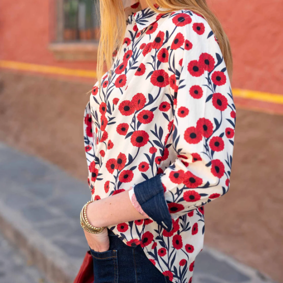 Margot Button Up in Poppy