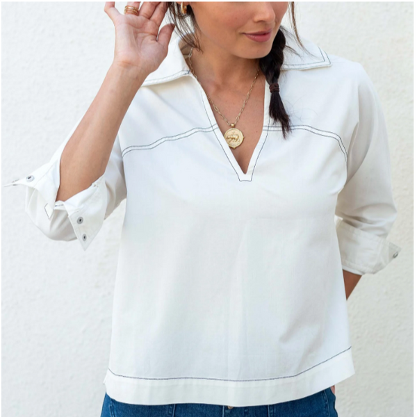 Poppy Popover Top in White