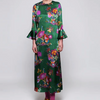 Green Floral Silk Dress