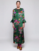 Green Floral Silk Dress