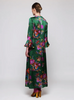Green Floral Silk Dress