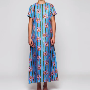 Floral Striped Silk Dress