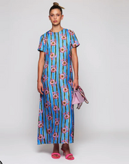 Floral Striped Silk Dress