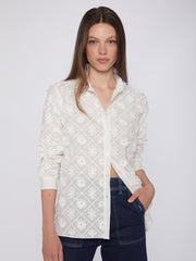 Nadine Blouse in White Flowers