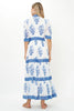 Cuffed V-Neck Maxi in Salvia Blue