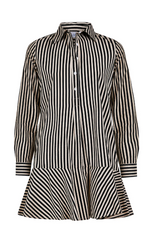 Polly Dress in Ganache Pinstripe