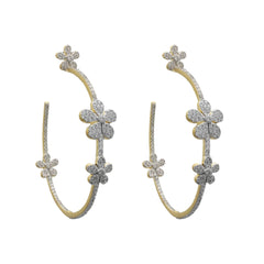 Diamond Flower Hoop Earrings