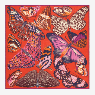 Papillons Square Scarf in Red