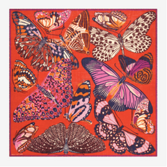 Papillons Square Scarf in Red