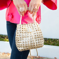 Perrie Woven Mini Bucket Bag