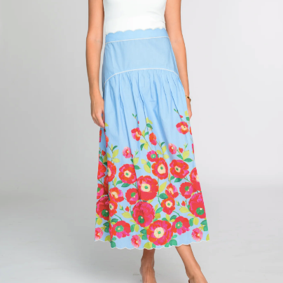 Phoebe Skirt in Poppy Patch Blueberry