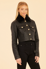 Quilted Faux Leather Cropped Jacket